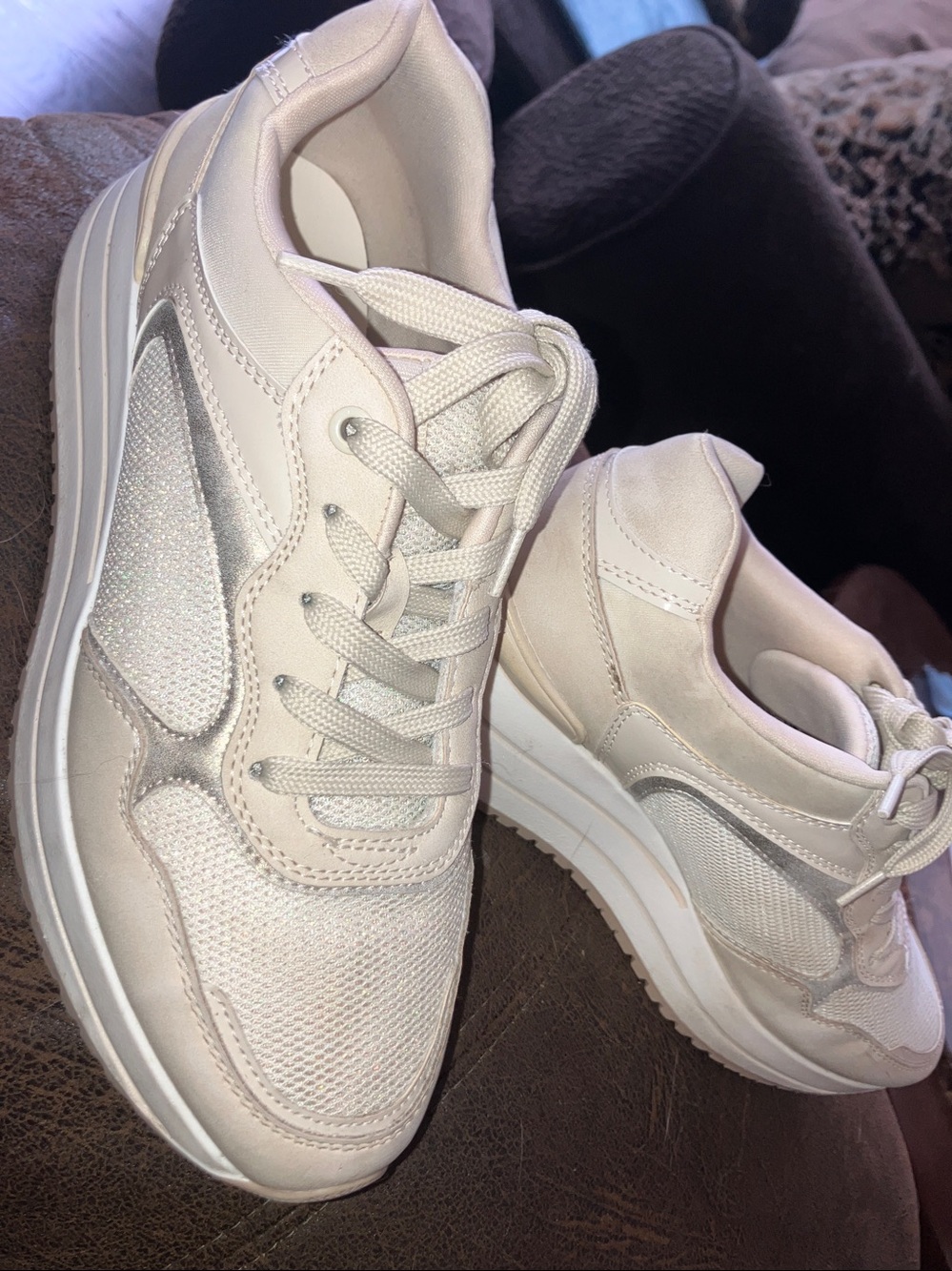 Graceland Women's Lace-Up Platform Sneakers in Cream